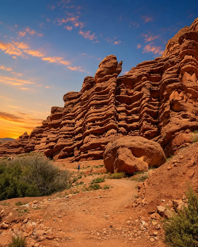 The Monkey Fingers rock formations in the Dades Valley at sunset
